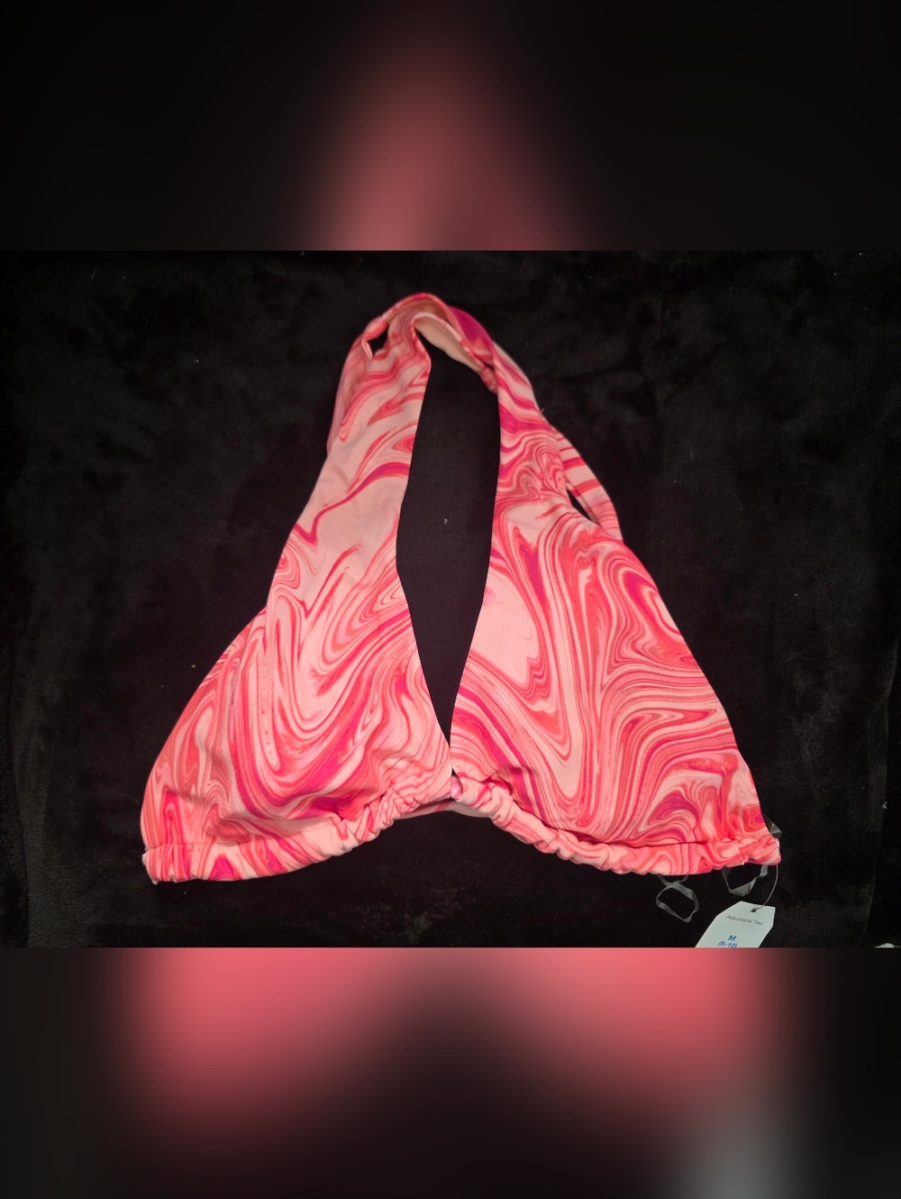 Time and Tru Pink Marble Halter Swim Top & Bottom Set